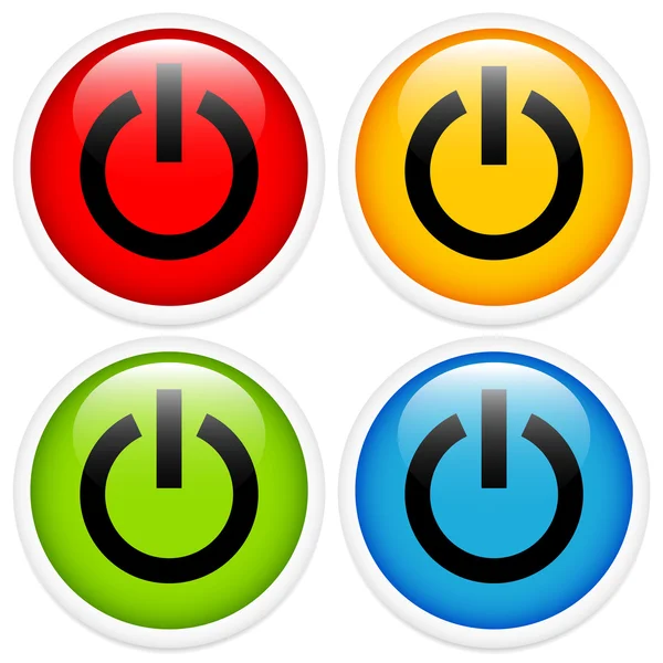 Glossy power button icon set — Stock Vector
