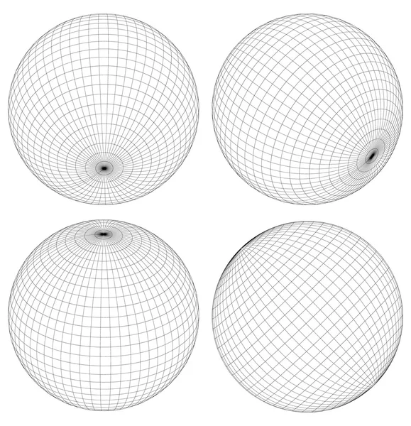 Gerasterde, wireframe bollen — Stockvector