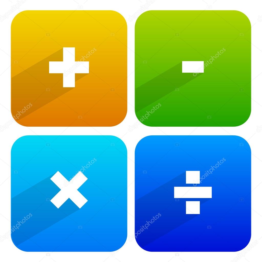 Math symbols in color squares