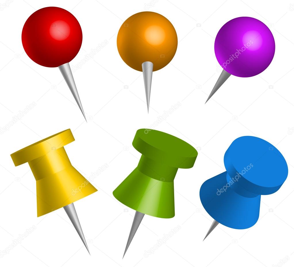 Colorful thumbtacks, pushpins — Stock Vector © vectorguy #67114421
