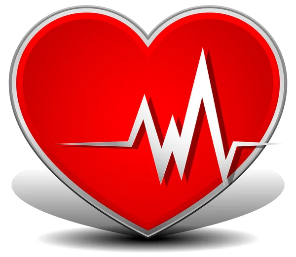 Cardiologie, hart met hartslag. — Stockvector