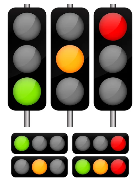 Luzes de trânsito, sinais, semáforos —  Vetores de Stock