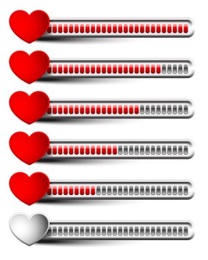 Rating elements with hearts clipart