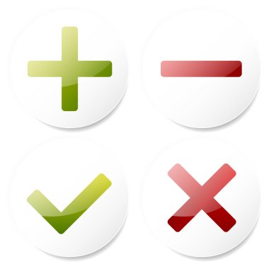 çapraz, artı, eksi simgeleri