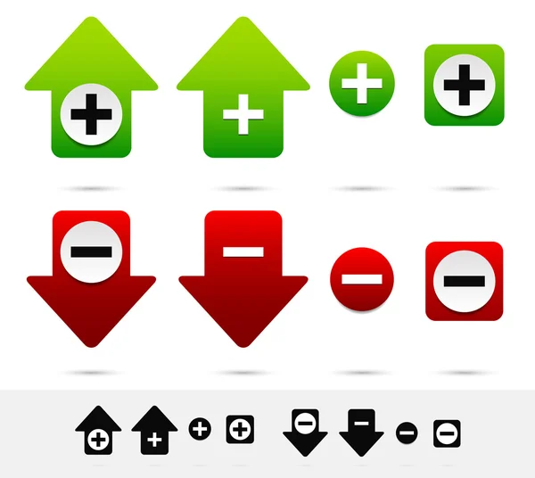 Aumentar, disminuir el conjunto de iconos — Archivo Imágenes Vectoriales