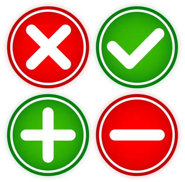 Checkmark and cross icons set — Stock Vector