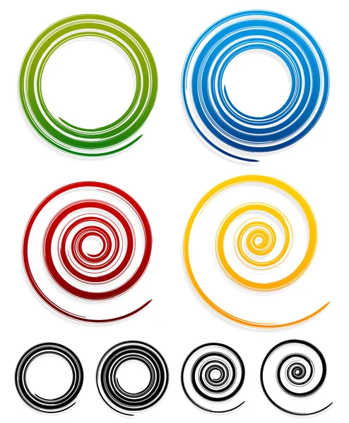 Grungy color spirals set — Stock Vector