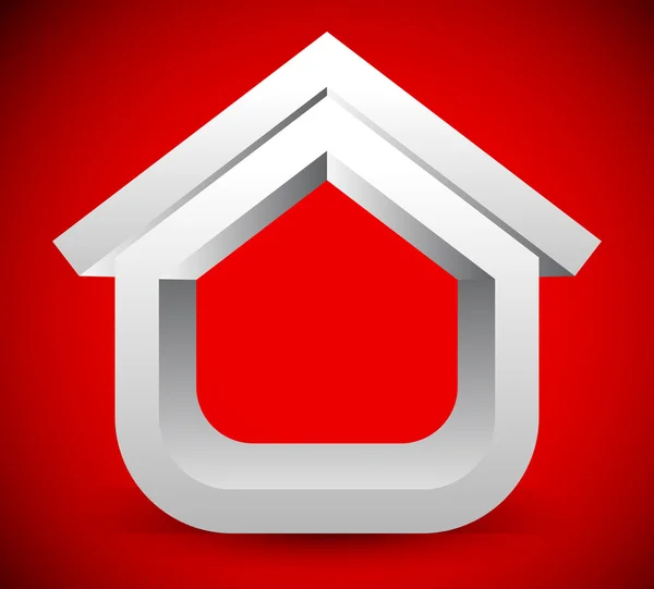 3D-Haussymbol auf rot — Stockvektor