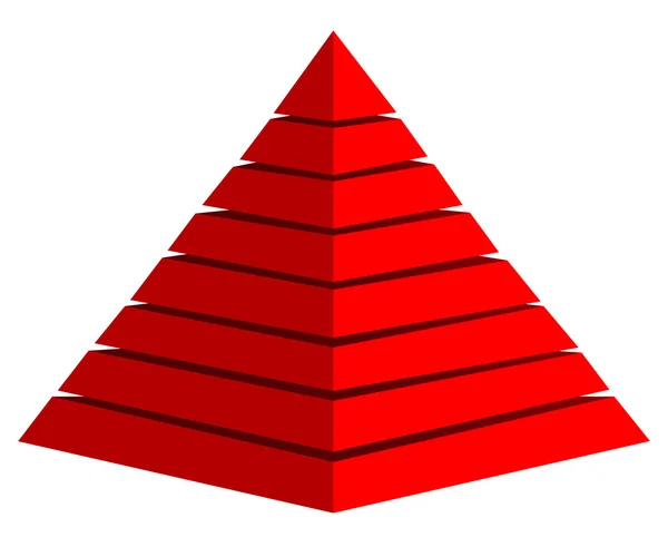 3d red pyramid symbol — Stock Vector