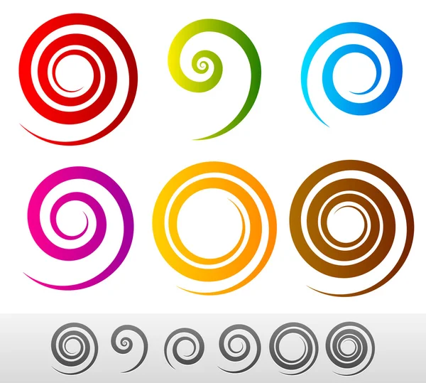 Conjunto de espirales coloridas — Vector de stock