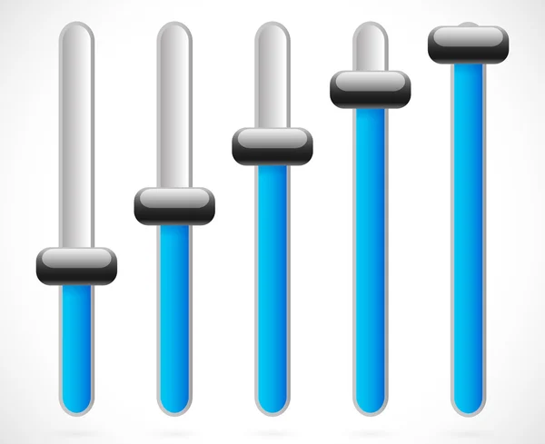 Set di cursori verticali blu, regolatori — Vettoriale Stock