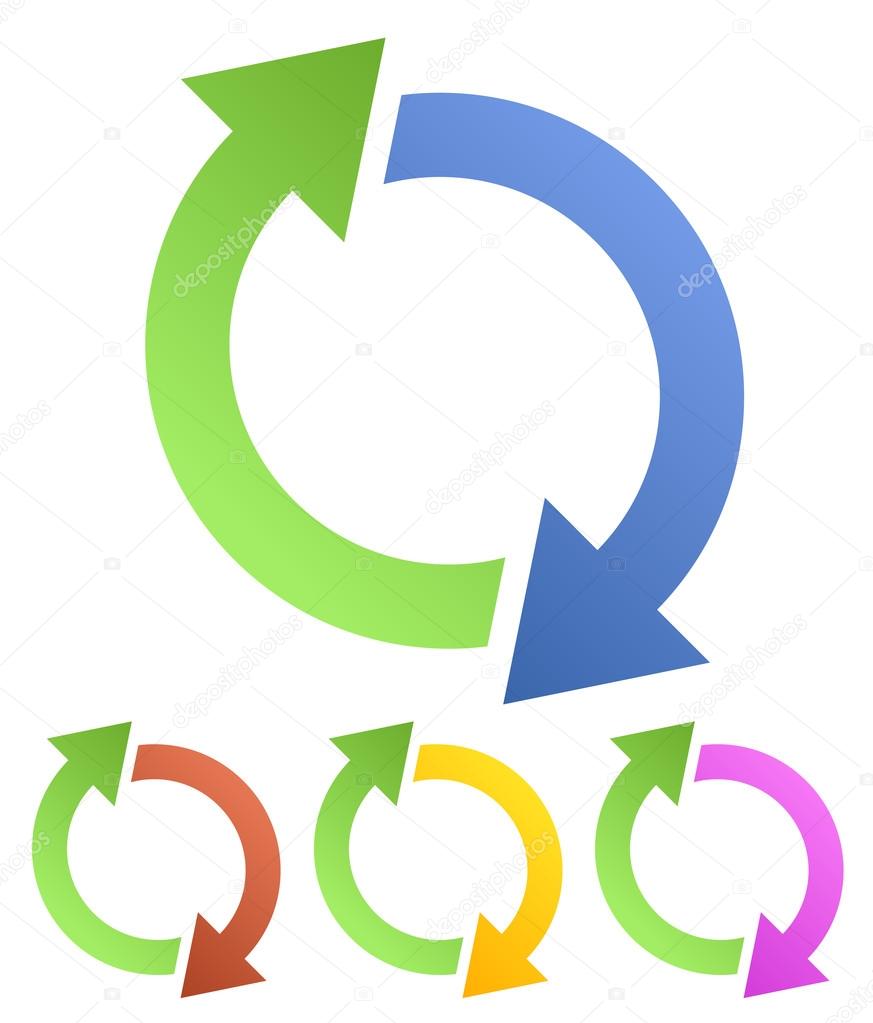 Circular, looped, rotating arrows