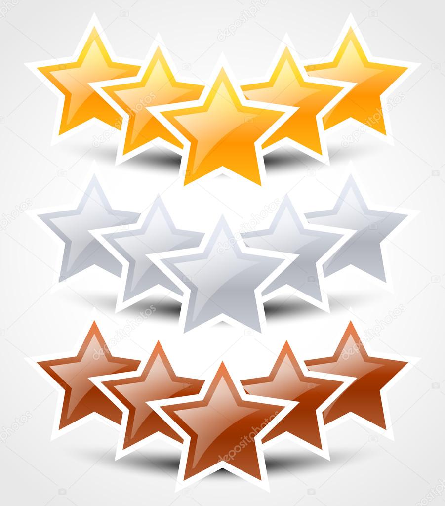 Gold, silver and bronze stars, — Stock Vector © 68174629