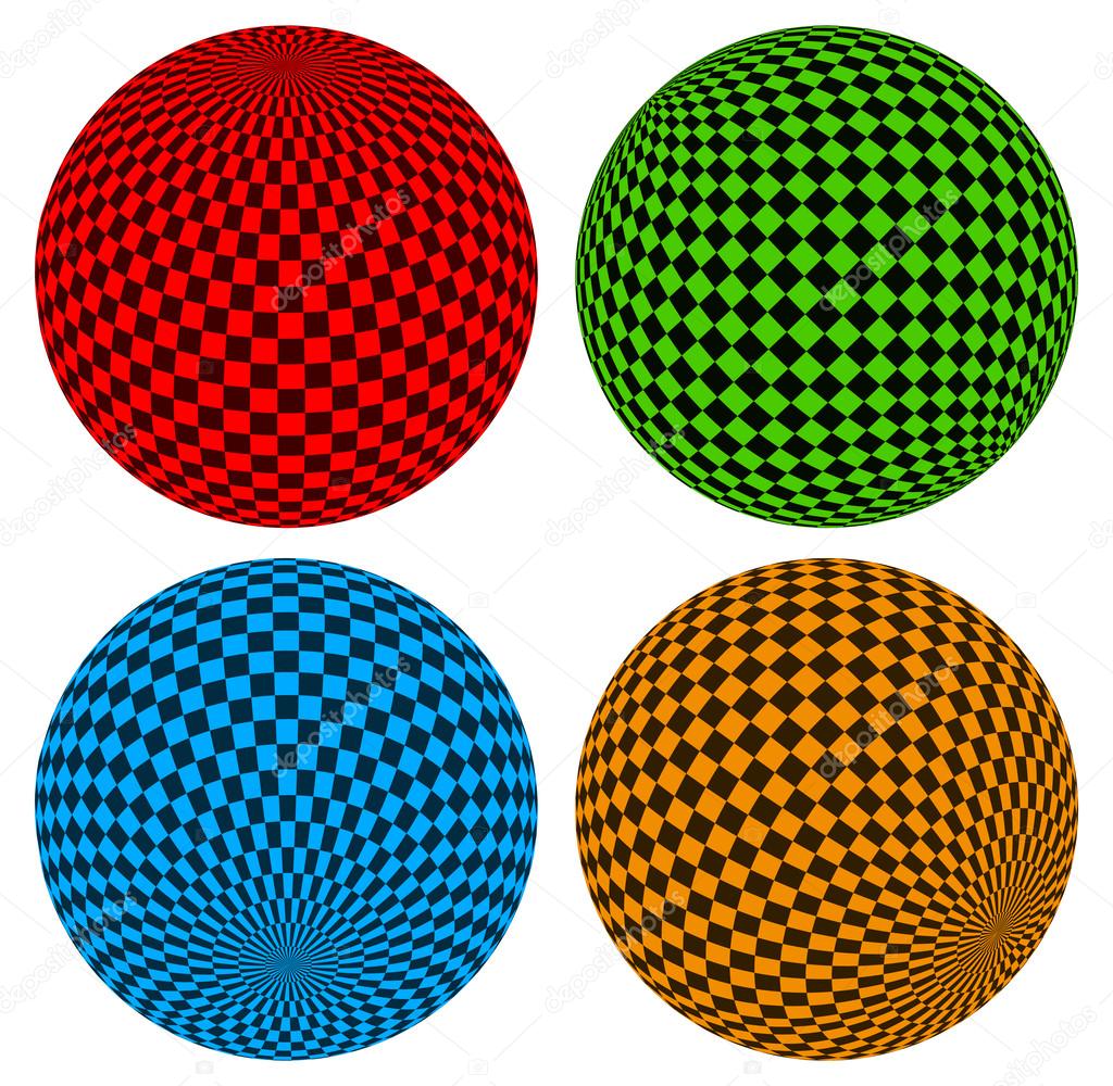 Gridded or wireframe spheres set