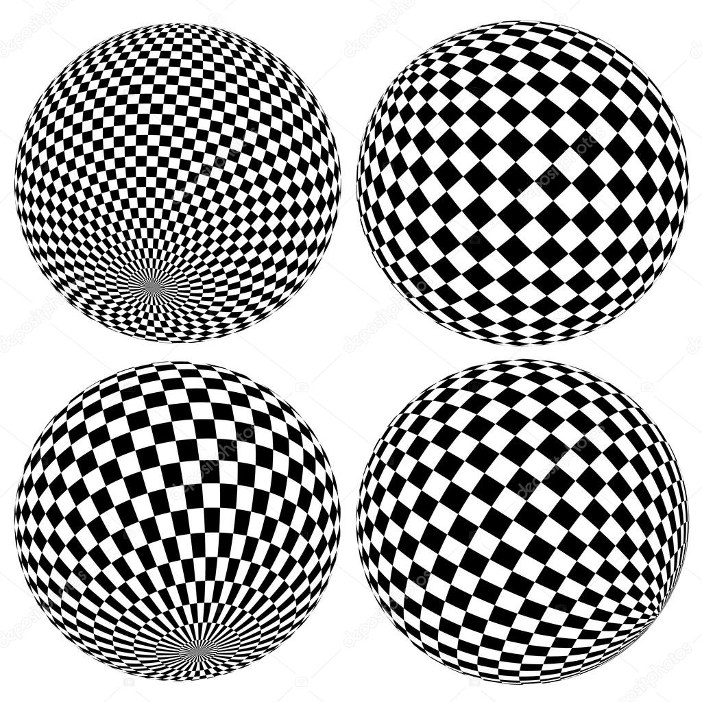 Gridded or wireframe spheres set