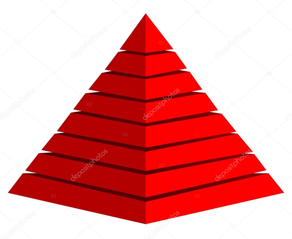 3d red pyramid symbol