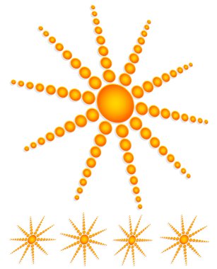 Güneş ışınları simgeler noktalı.