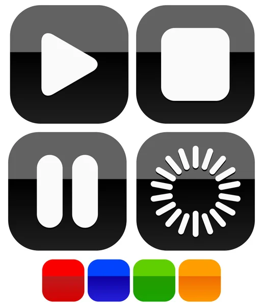 Multimedia, audio, conjunto de botones de vídeo : — Archivo Imágenes Vectoriales
