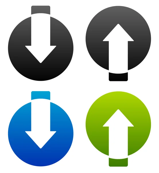 Omhoog / omlaag pijlen in cirkels. — Stockvector