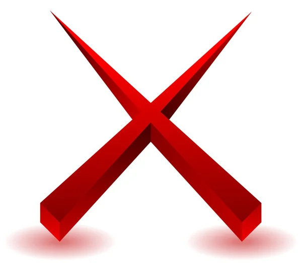 X letra, ícone de cruz — Vetor de Stock