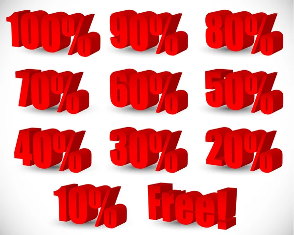Conjunto de percentagem 3D . —  Vetores de Stock