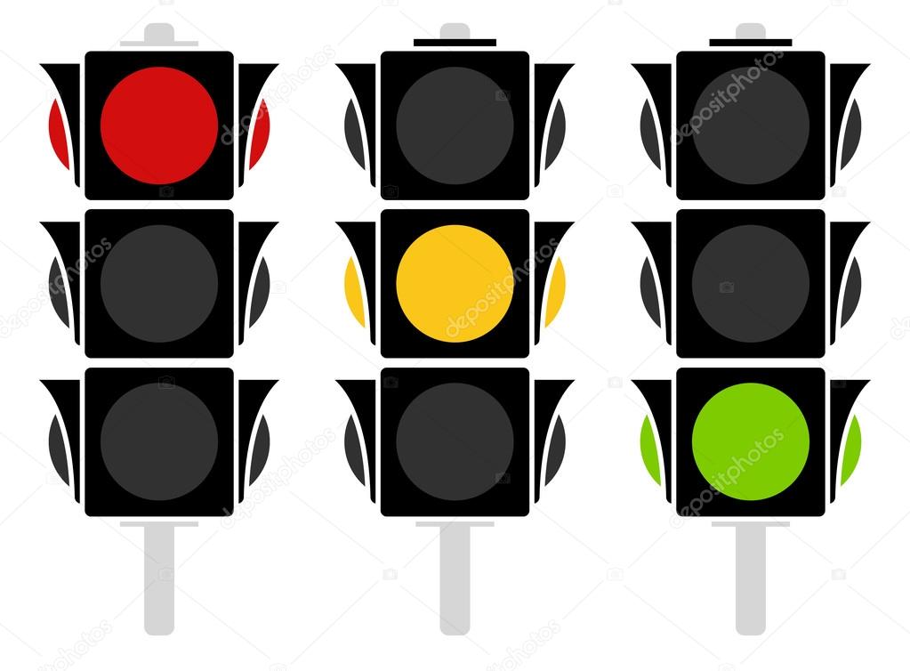 Traffic lamp icons set