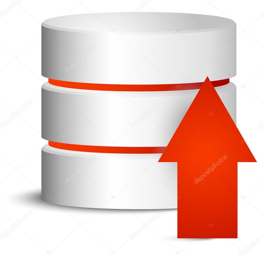 Cylinder with  upload arrow icon