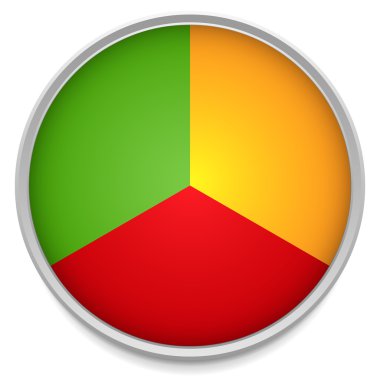 Tricolor Pie chart icon with one third parts clipart