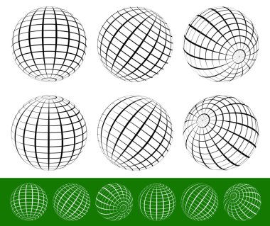 3D tel çerçeve, gridded küreler ayarla