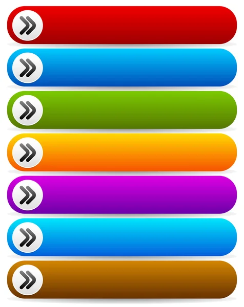 Modelli di pulsanti colorati con frecce — Vettoriale Stock