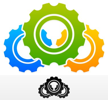 Gears'ı kompozisyon. Renkli ve siyah sürümü