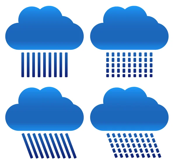 Diferentes símbolos de nuvens de chuva — Vetor de Stock