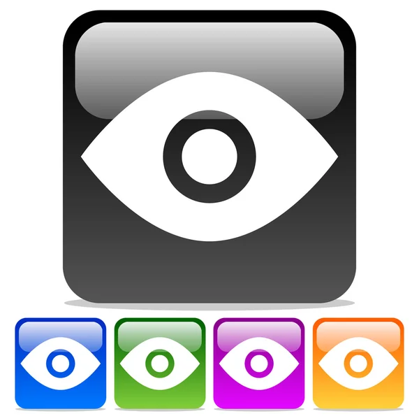 Eye symbols on Glossy rounded squares. — Stock Vector