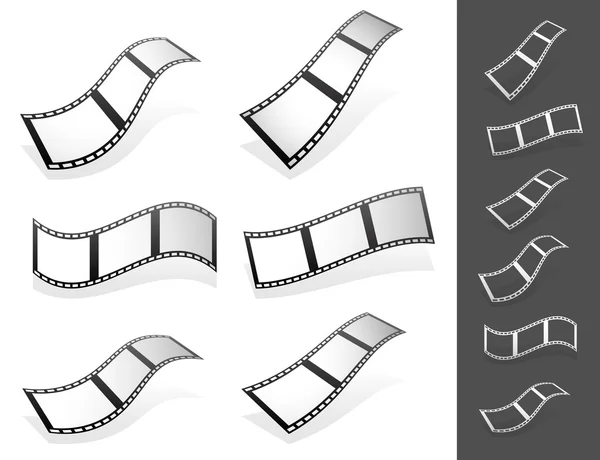 Conjunto de tiras de película 3d con rellenos grises — Vector de stock