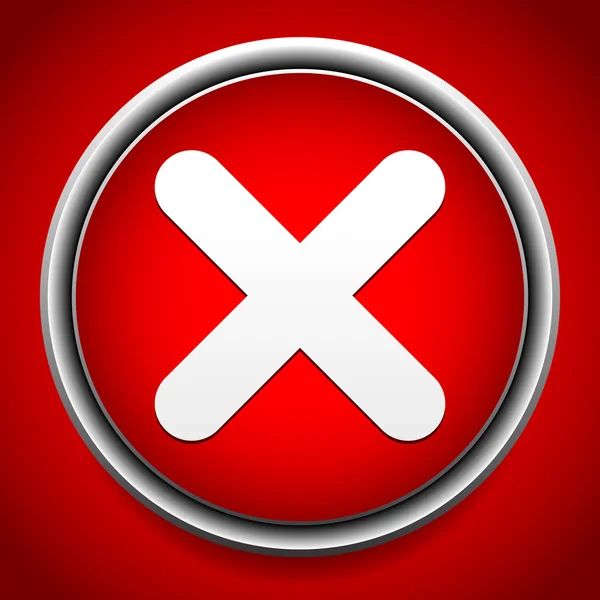 Croce rossa, icona rossa "X", pulsante - Chiudere, scorretto, smettere . — Vettoriale Stock