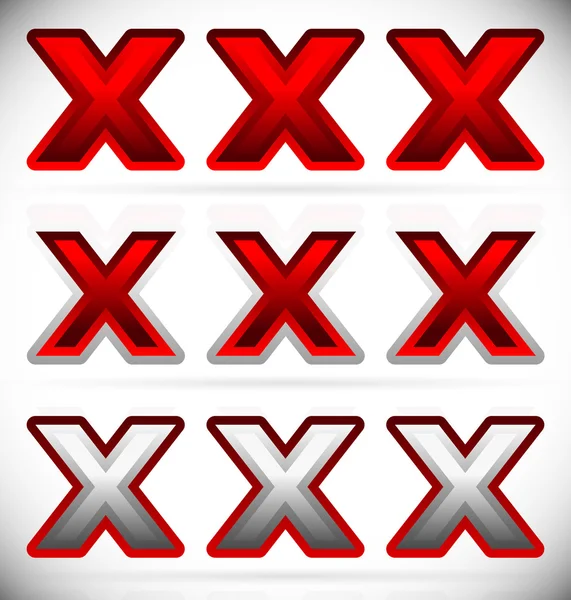 Triple X, gráficos cruzados en rojo — Archivo Imágenes Vectoriales