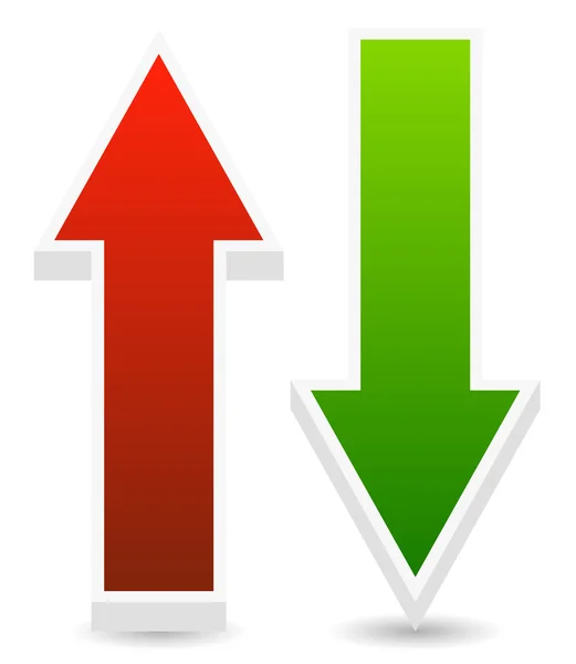 Verde y rojo arriba, abajo las flechas — Archivo Imágenes Vectoriales