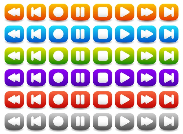 Multimedia, Audio - / videospeler met knoppen — Stockvector