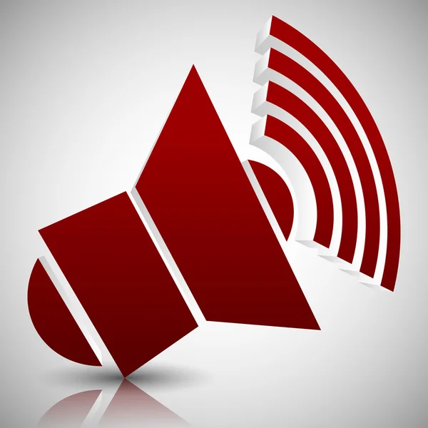 Red 3d Speaker ícone — Vetor de Stock
