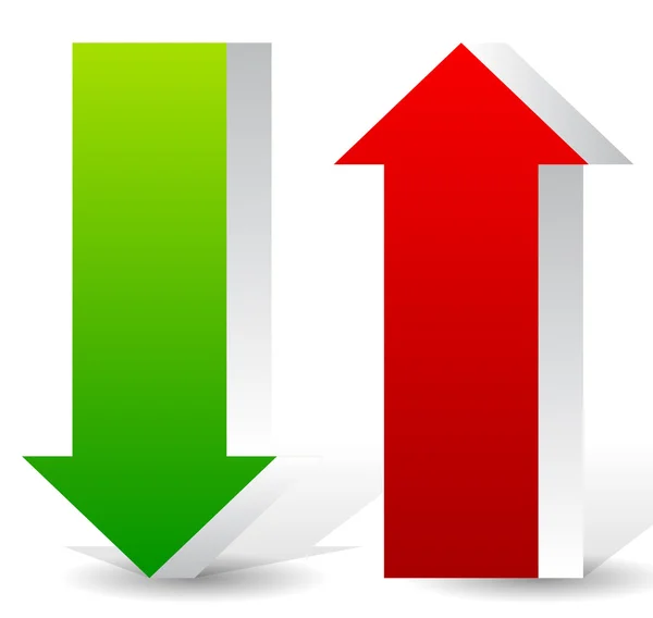 3D-pijlen omhoog en omlaag — Stockvector