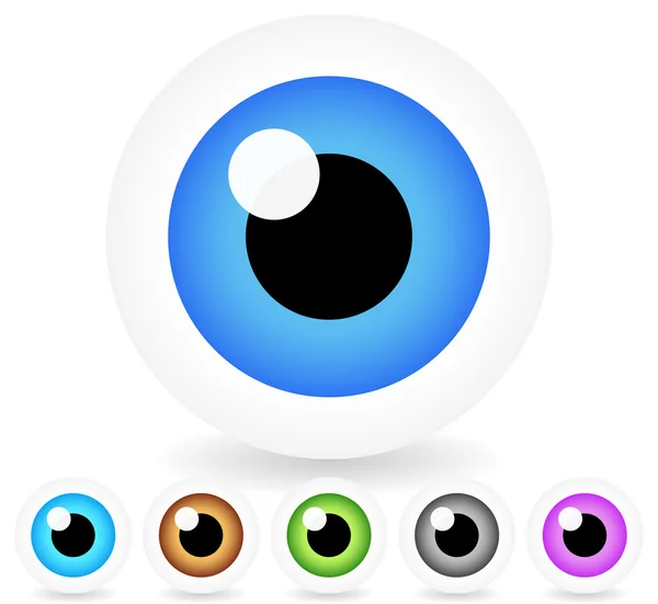 Cartoon Eyes in 6 Colors — Stock Vector