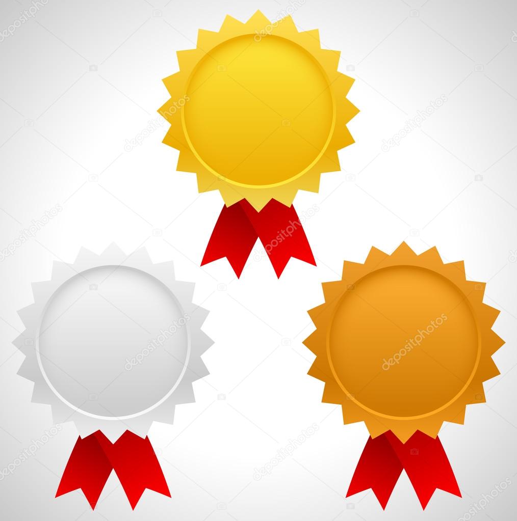 Gold, silver and bronze badges — Stock Vector © 68884011