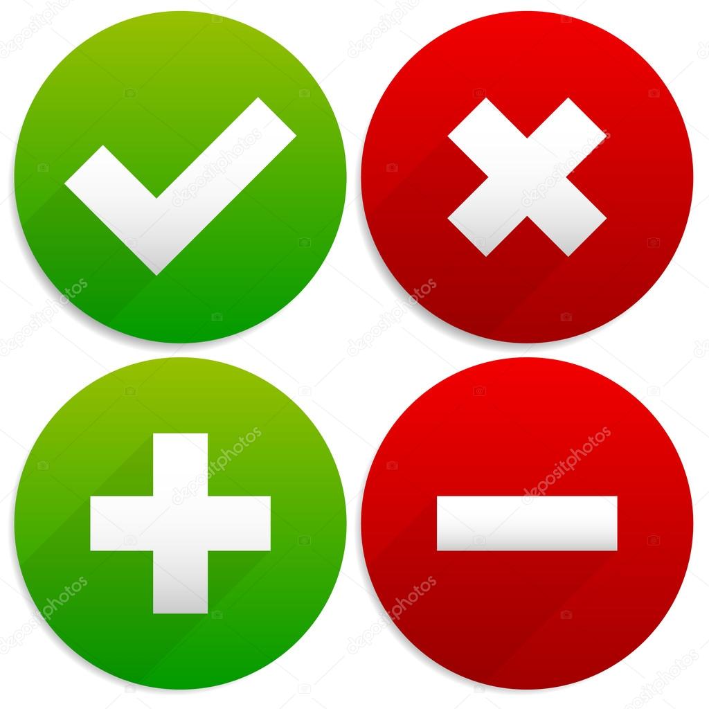 Simple Checkmark, Cross and Plus