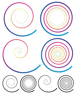 Colorful Spiral Elements. clipart