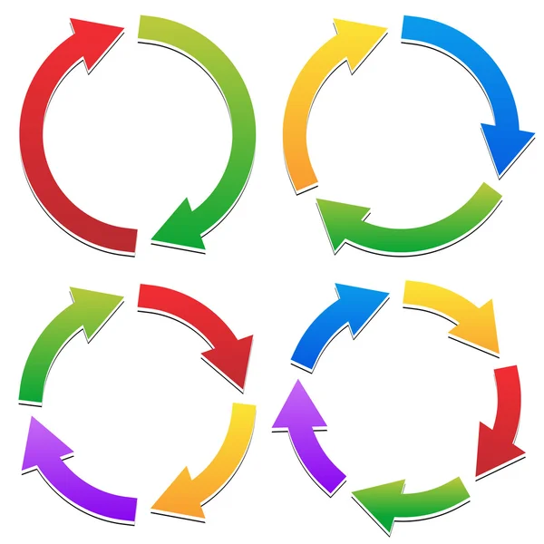 Conjunto de setas circulares coloridas — Vetor de Stock