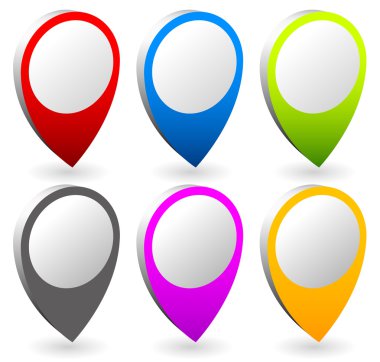 Set of colorful map markers clipart