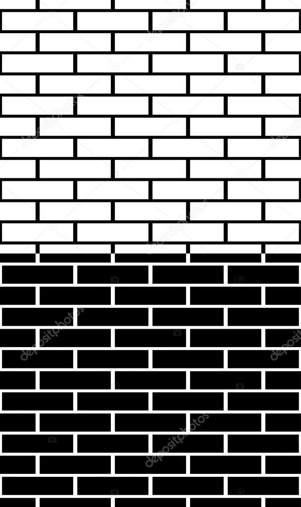 Set of black and white brick wall