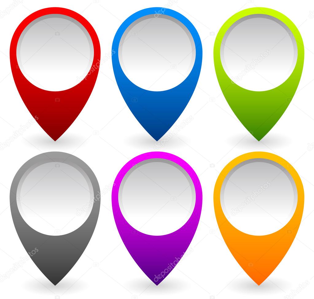 Set of colorful map markers