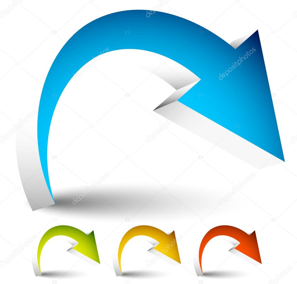 Curved, Bent Colorful Arrows