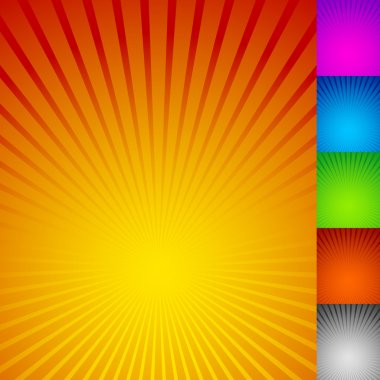 Converging lines, rays background set. clipart